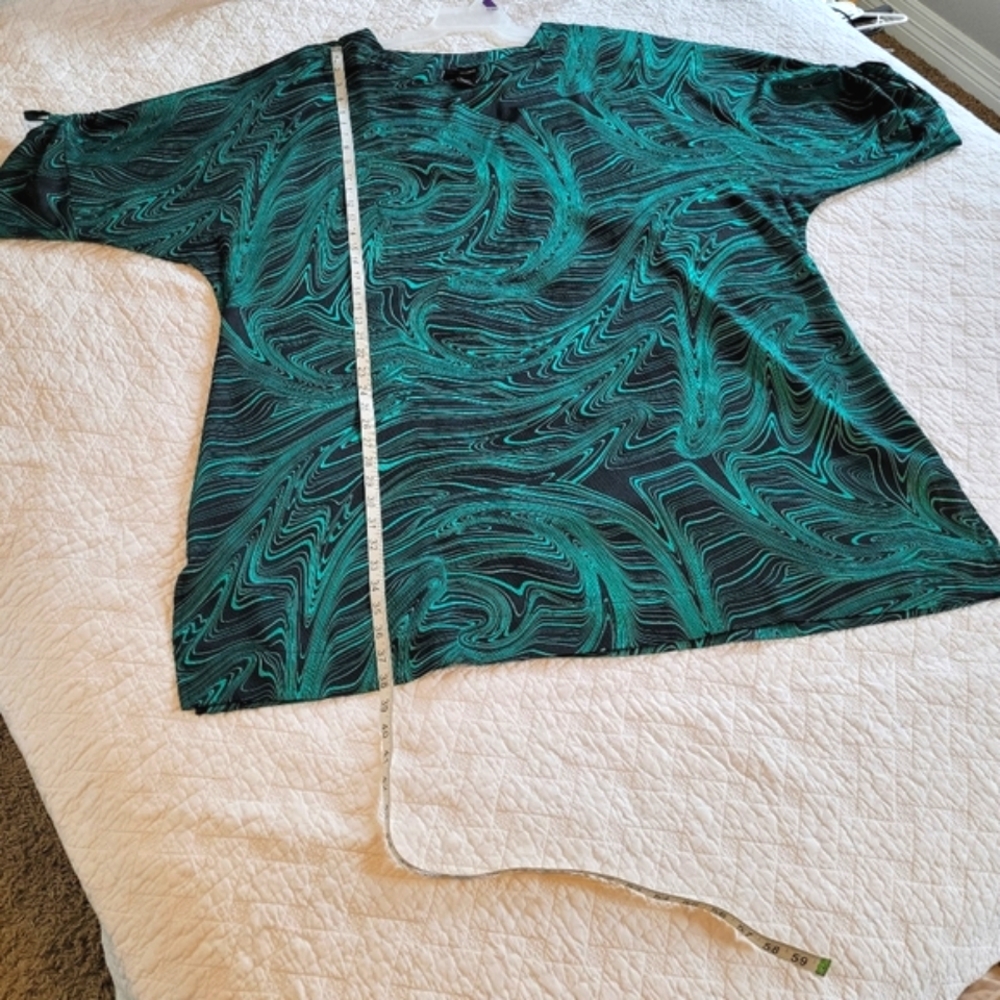 Abstract Mod 60s swirl sleeves cocktail clubbing minidress Sz 26/28 Lane Bryant - Picture 7 of 11
